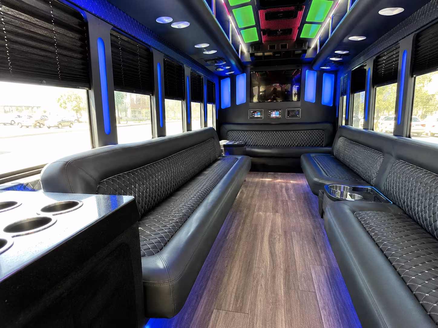 peoria 15 passenger party bus inside