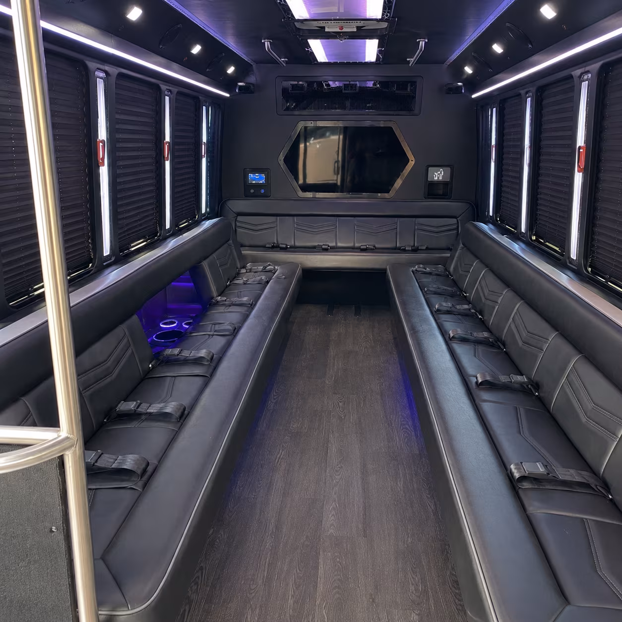 peoria 18 passenger party bus interior