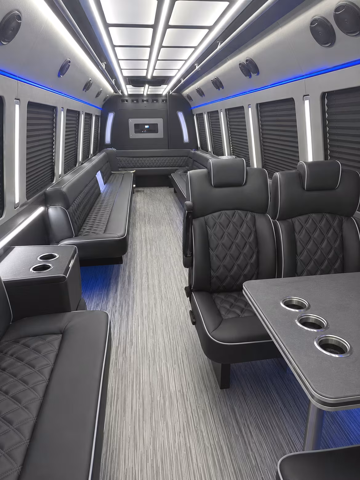 peoria 25 passenger party bus inside