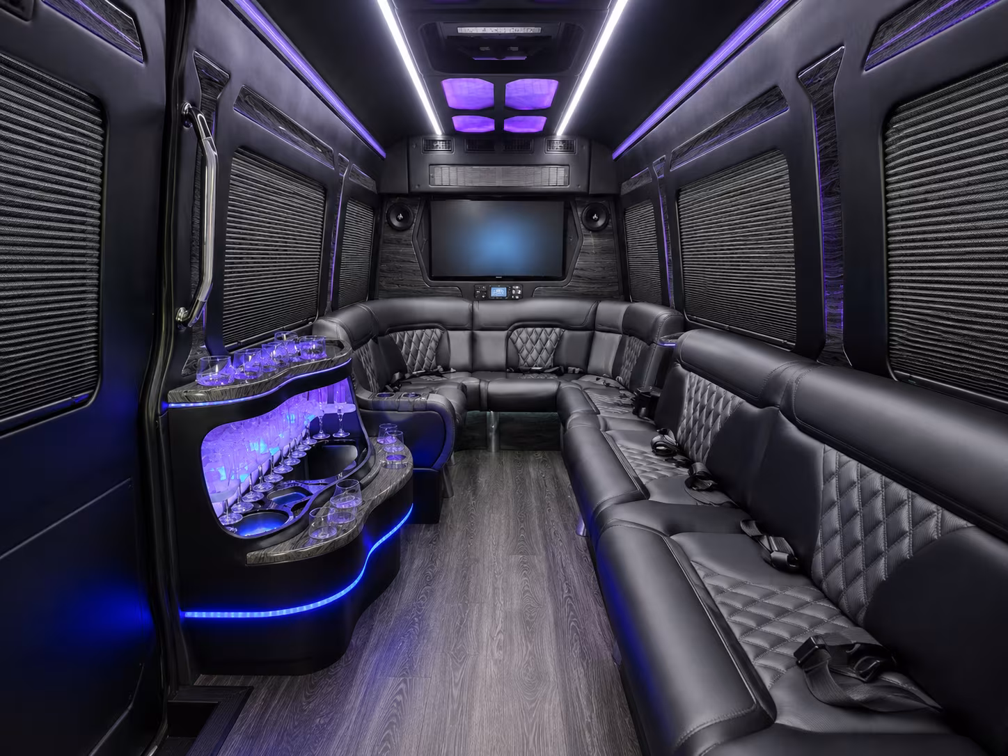 peoria 30 passenger party bus inside
