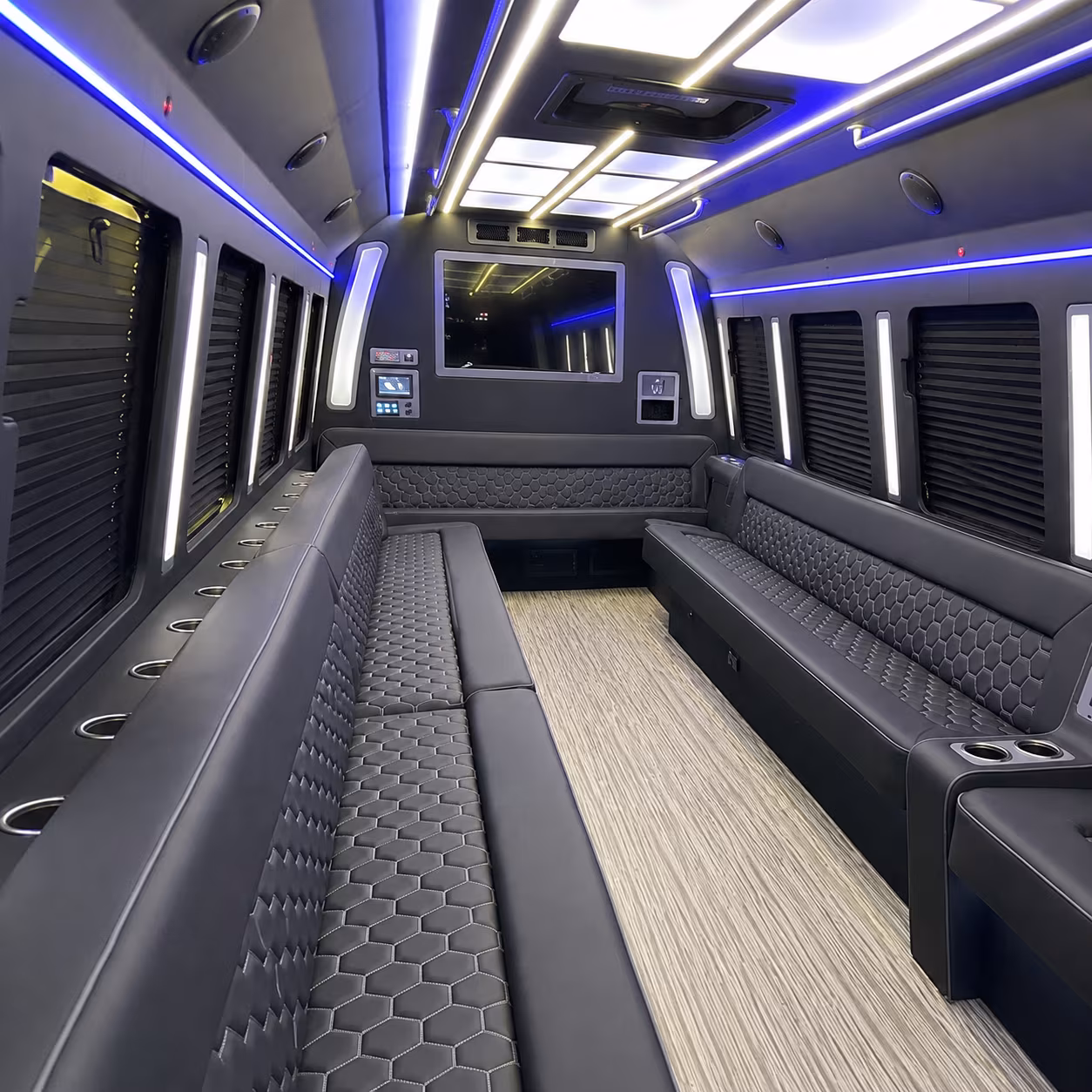 peoria 40 passenger party bus inside